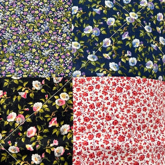 Lot 2 Handmade Patchwork Quilt Throw Pillow Cover Morning Glory & Ditsy Floral - Picture 16 of 16